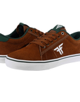 Fallen Footwear Mexico Bomber skate shoes in brown suede with green accents and white vulcanized rubber soles