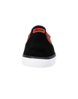 Fallen Footwear Mexico The Easy red speckle slip-on skate shoe in black suede and red canvas with white outsole