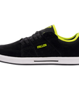 Fallen Footwear Mexico Trooper skate shoes in black suede with lime green accents and a durable white cup-sole.