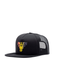 Fallen Footwear Mexico black 5-panel snapback hat with flat visor and 3D rainbow embroidered logo