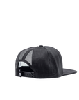 Fallen Footwear Mexico black snapback hat with mesh back and adjustable plastic strap, rear view