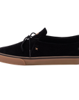 Fallen Footwear Mexico Apache Tommy Sandoval skate shoe in black suede with a gum rubber sole and side logo detail.
