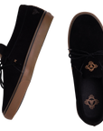 Fallen Footwear Mexico Apache Tommy Sandoval skate shoes in black suede with gum soles and embroidered logo details.