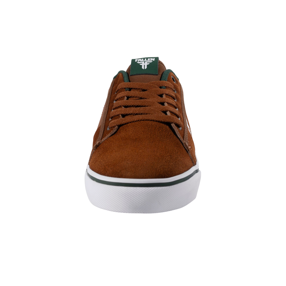 Fallen Footwear Mexico Bomber skate shoes in brown suede with green accents and a white vulcanized rubber sole