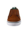 Fallen Footwear Mexico Bomber skate shoes in brown suede with green accents and a white vulcanized rubber sole