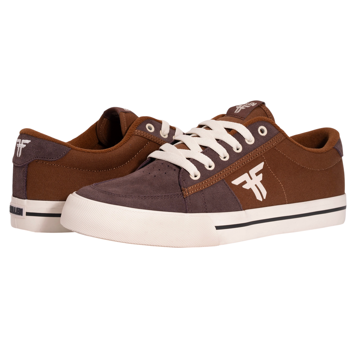 Fallen Footwear Mexico Bomber skate shoes in brown and off-white canvas and suede with white laces