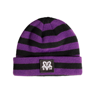 BAM STRIPED BEANIE	PURPLE / BLACK BAM MARGERA