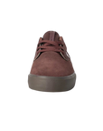 Fallen Footwear Mexico Phoenix skate shoe in wine suede with a dark gum vulcanized outsole, front view.