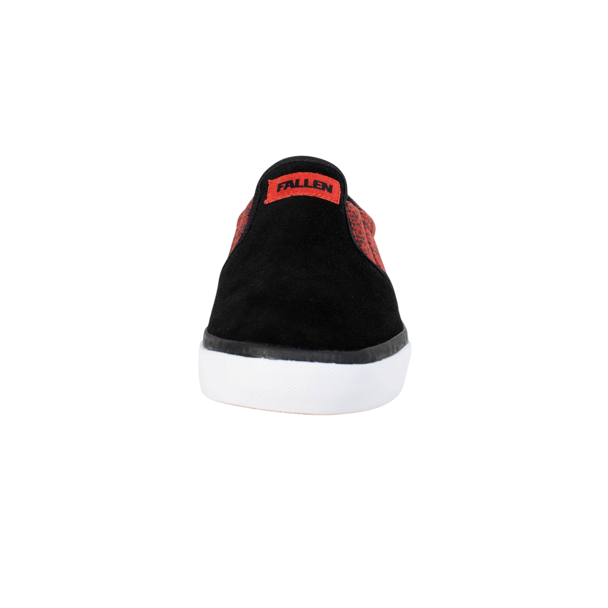 Fallen Footwear Mexico The Easy red speckle slip-on skate shoe in black suede and red canvas with white outsole