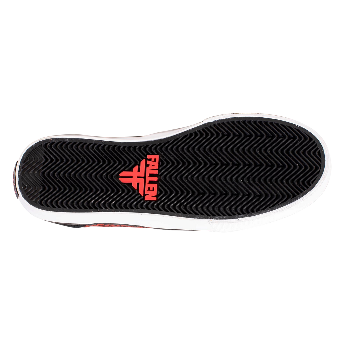 Fallen Footwear Mexico The Easy Red Speckle skate shoe featuring a black abrasion-resistant herringbone outsole