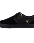 Fallen Footwear Mexico The Easy black suede skate shoe with gold stitching and side logo detail