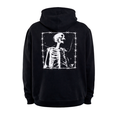 BARBED BONES HOODIE	BLACK / WHITE