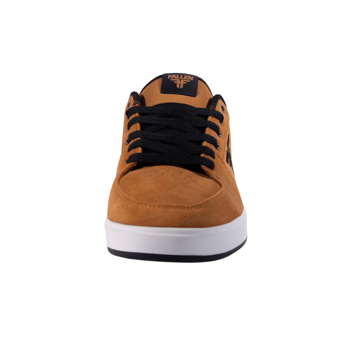 Fallen Footwear Mexico Patriot wheat suede skate shoes with black laces and white cupsole in a front view