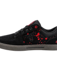 Fallen Footwear Mexico Patriot X Blood Wizard skate shoe in black suede with red paint splatter and dark gum sole