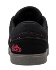 Fallen Footwear Mexico Patriot X Blood Wizard skate shoe, black suede with red splatter detail and gum sole rear view