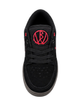 Fallen Footwear Mexico Patriot X Blood Wizard skate shoe in black suede with red logo and dark gum sole