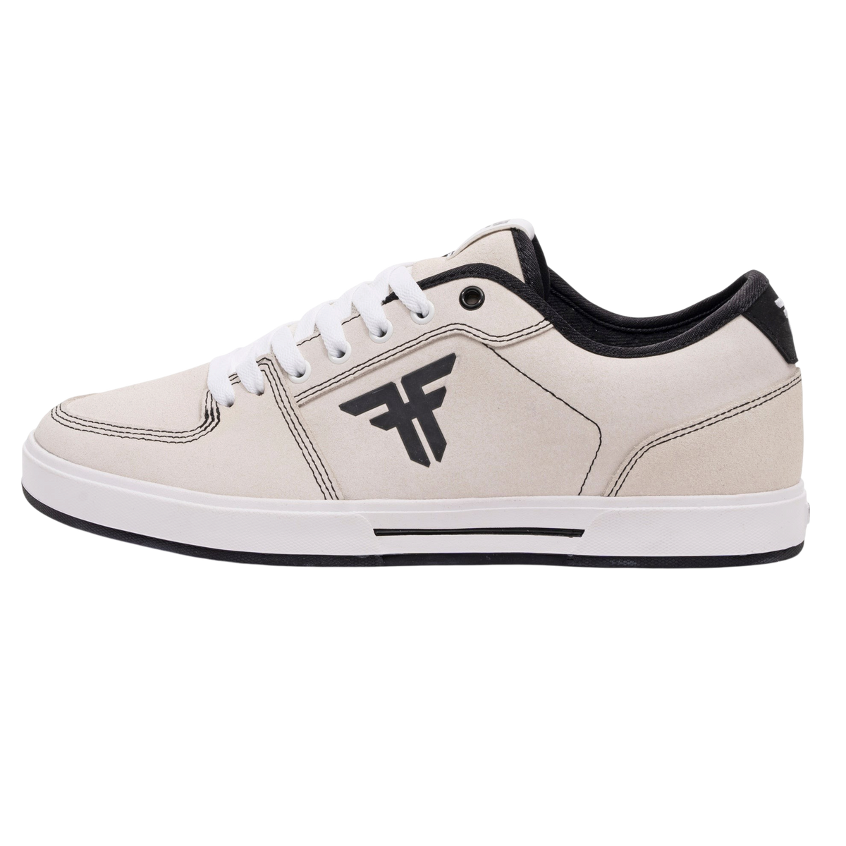 Fallen Footwear Mexico Patriot XP skate shoes in white suede with black logo and padded cupsole design