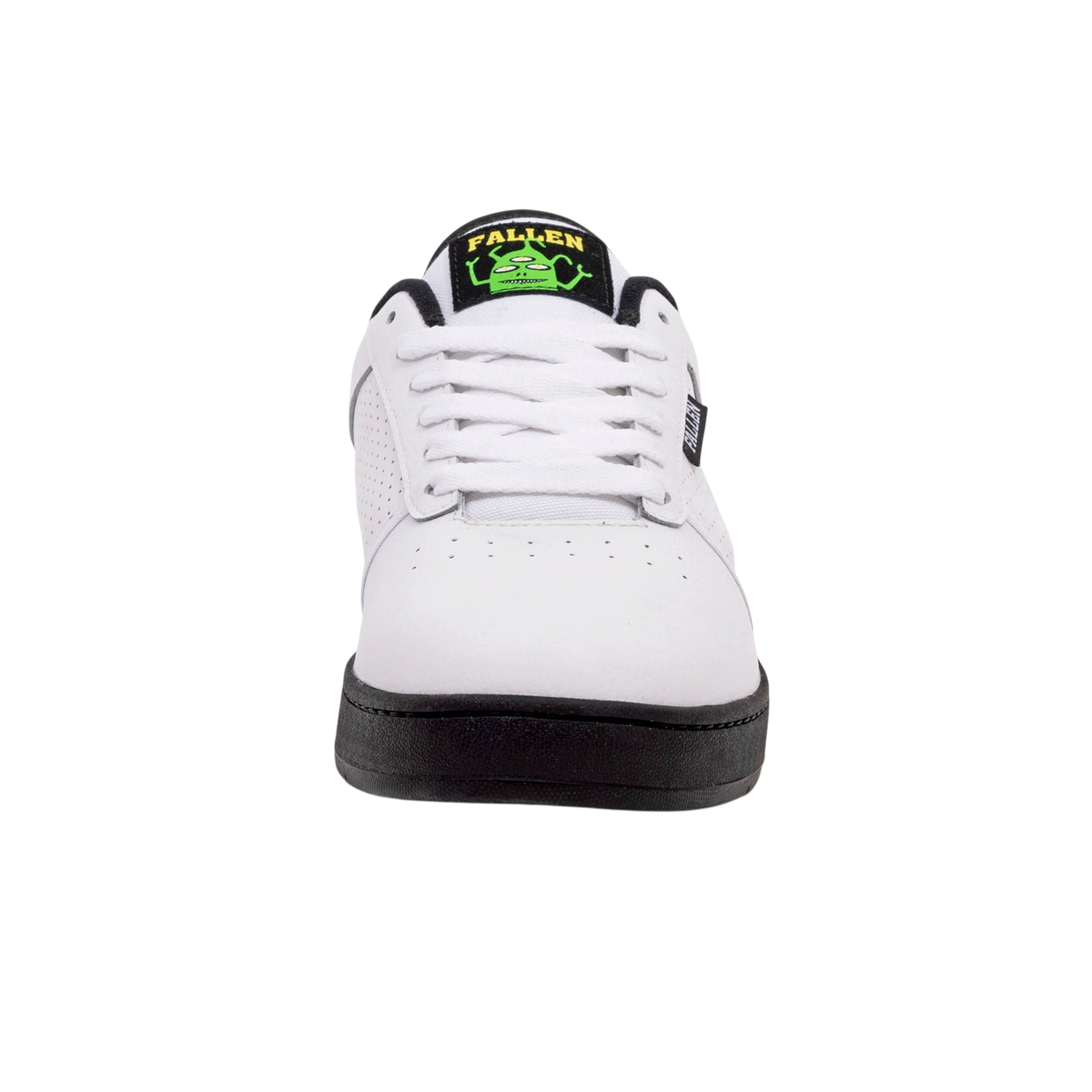 Fallen Footwear Mexico Pawn skate shoe in white with black sole and Ed Templeton graphic on the tongue