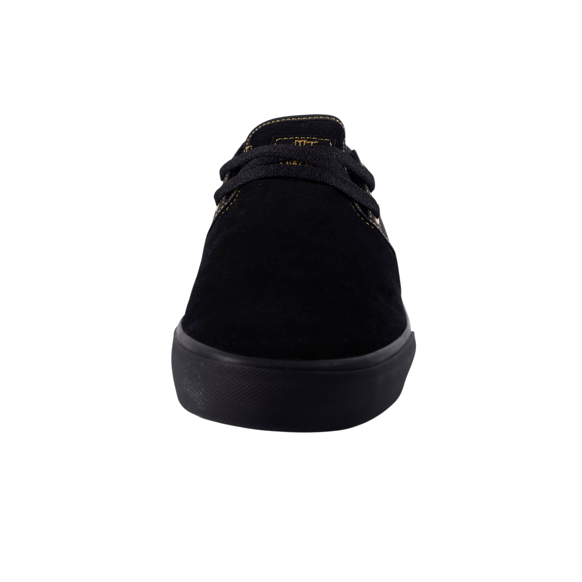Fallen Footwear Mexico The Easy black suede skate shoe with gold stitching and low-profile design