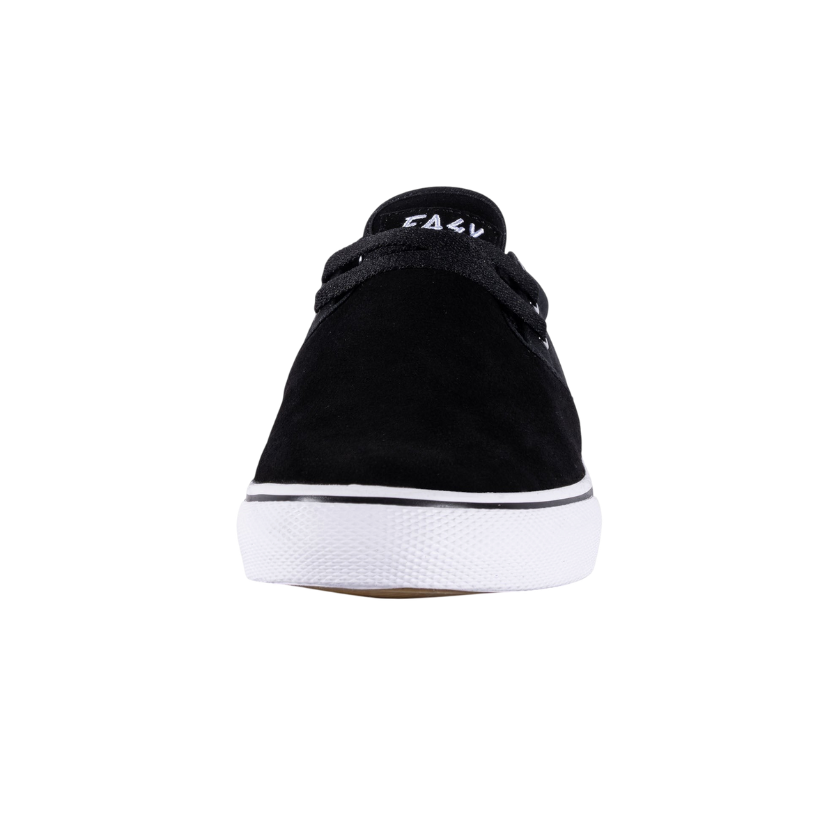 Fallen Footwear Mexico The Easy black suede skate shoe with white rubber sole and front lace-up detail