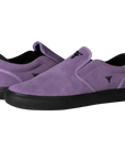 Fallen Footwear Mexico The Easy slip-on skate shoes in violet nubuck and canvas with a black vulcanized outsole.