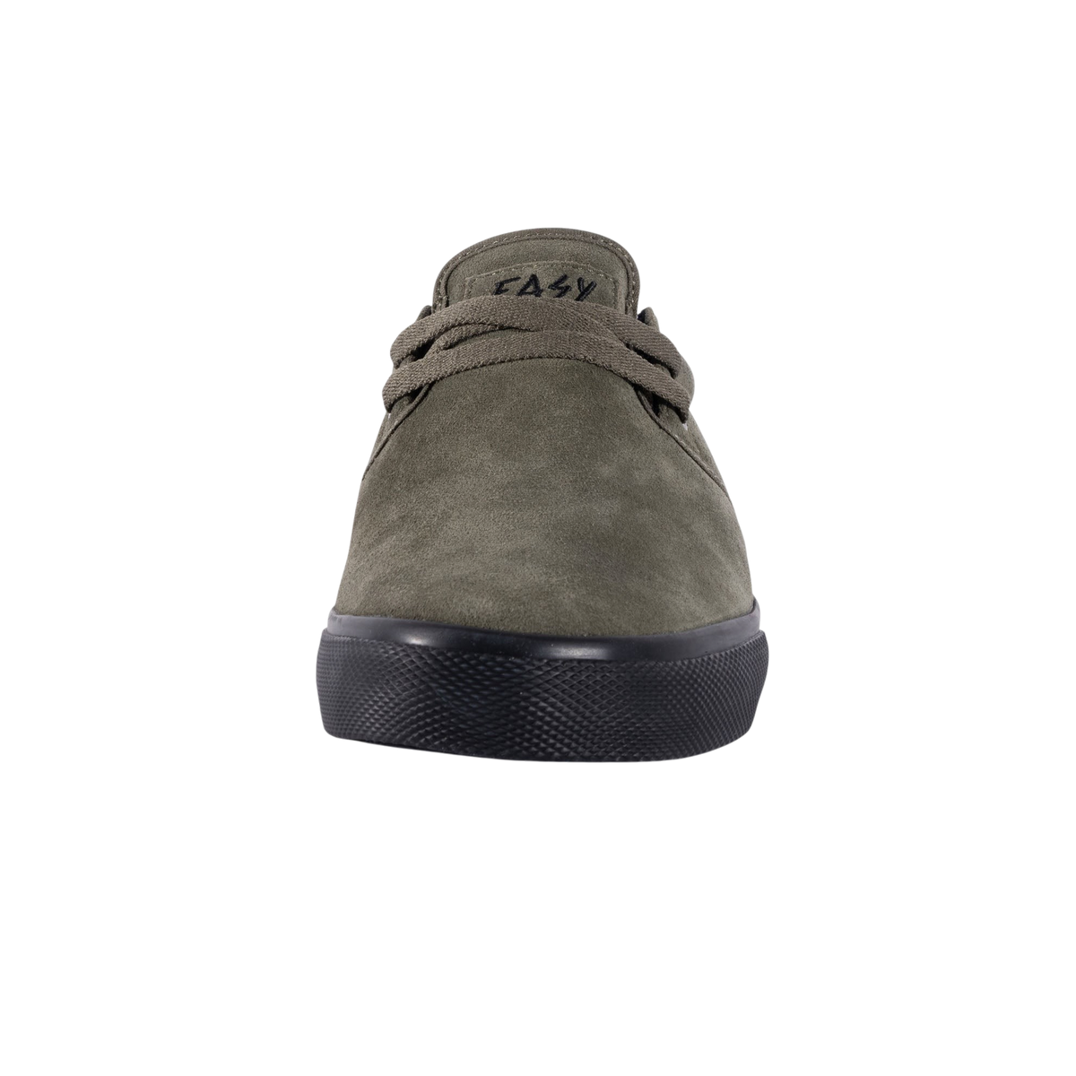 Fallen Footwear Mexico The Easy olive green suede skate shoe with black rubber sole and lace-up front view