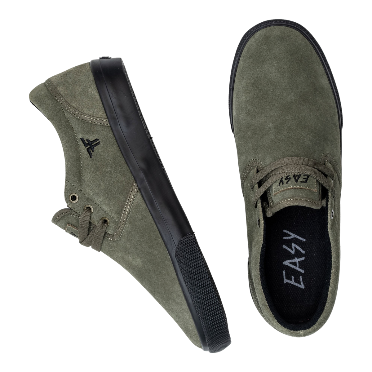 Fallen Footwear Mexico The Easy skate shoes in olive suede with black soles and lace-up design