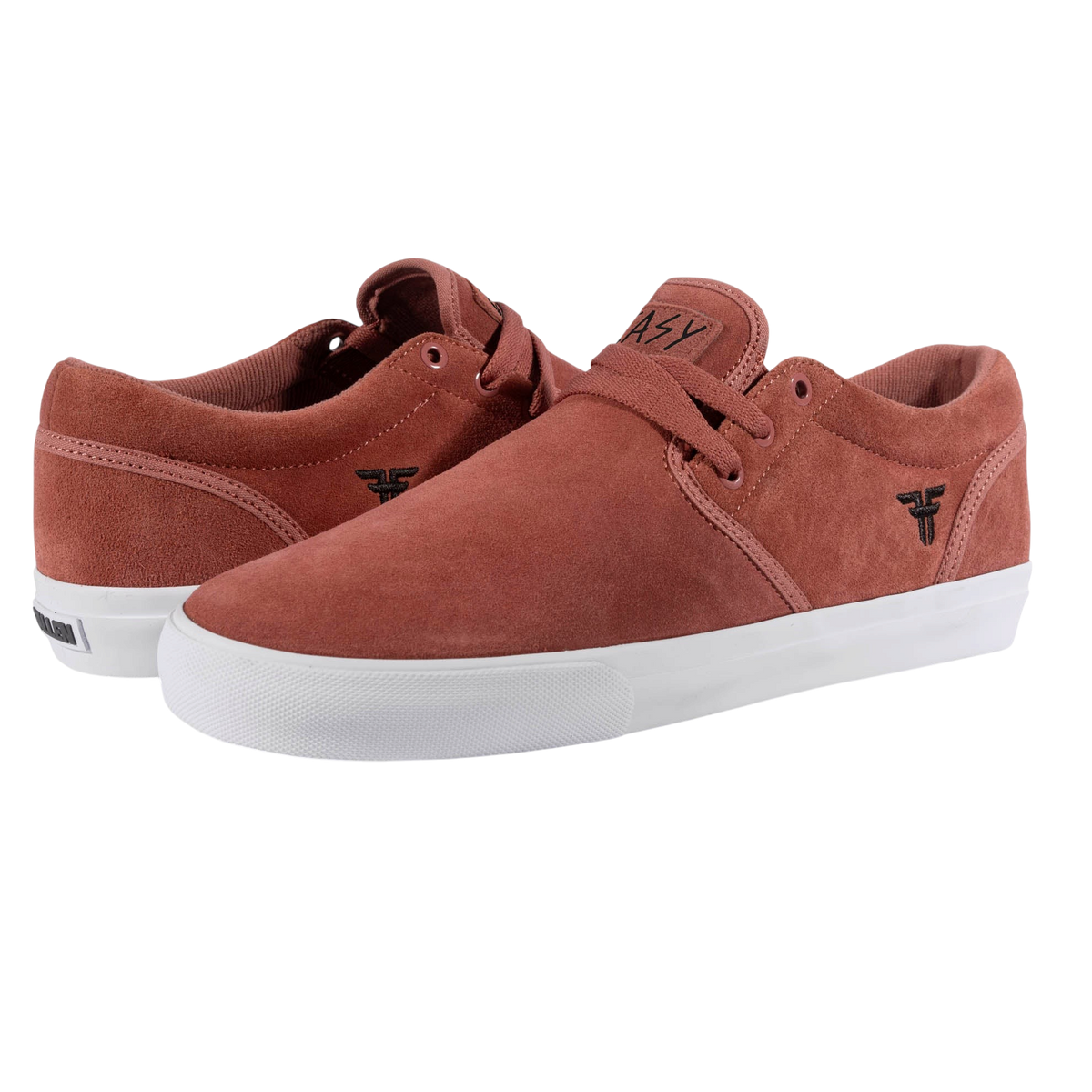 Fallen Footwear Mexico The Easy salmon suede skate shoes with white rubber soles and low-profile lace-up design.