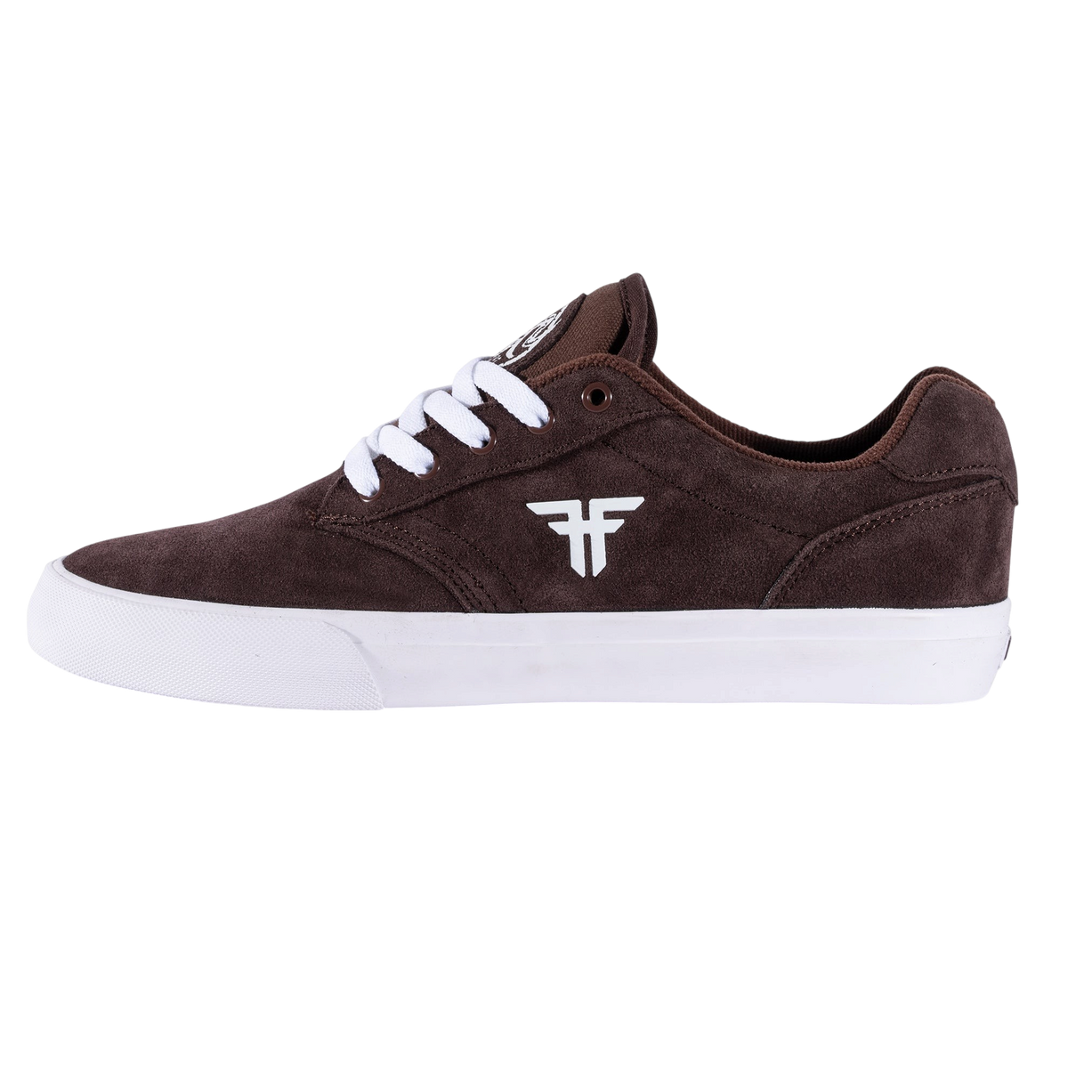 Fallen Footwear Mexico The Goat vulcanized skate shoe in brown suede with white laces and side logo