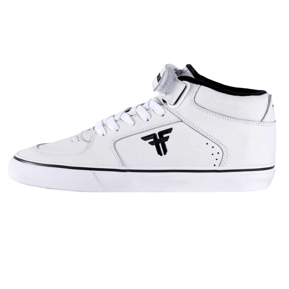 Fallen Footwear Mexico Tremont Mid white and black vulcanized skate shoe with removable velcro strap and logo detail