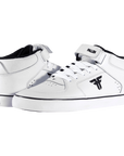 Fallen Footwear Mexico Tremont Mid skate shoes in white leather with black accents and removable velcro strap