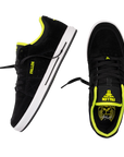 Fallen Footwear Mexico Trooper skate shoes in black suede with lime green accents and durable cup-sole construction.