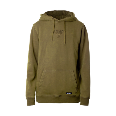 INSIGNIA EMBROIDERED HOODIE	WASHED MOSS GREEN