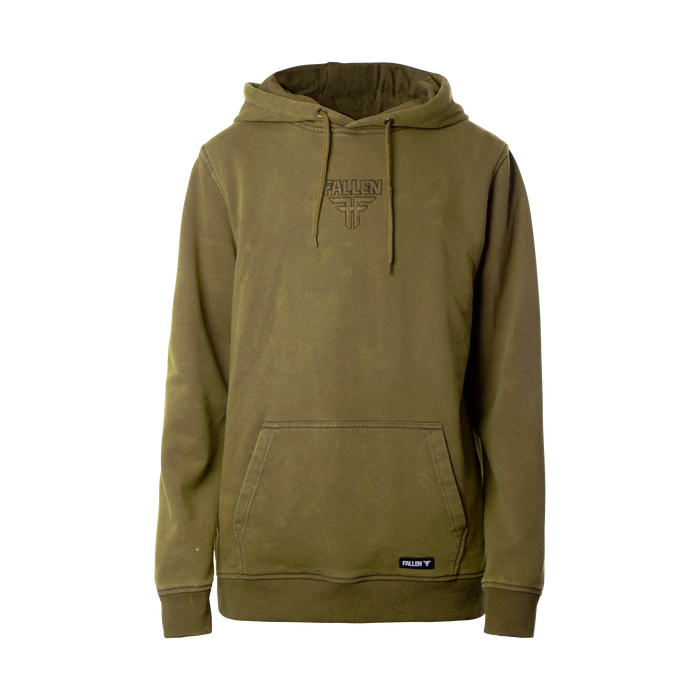 INSIGNIA EMBROIDERED HOODIE	WASHED MOSS GREEN